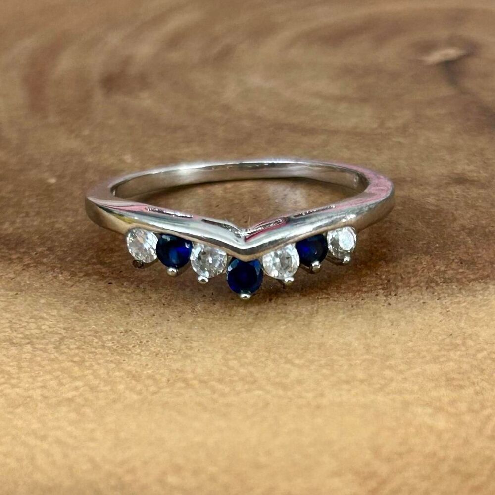 Avon Blue Sapphire Silver Ring Size 9.5